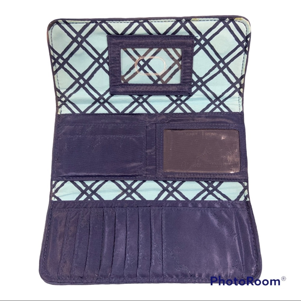 Vera Bradley Trifold Wallet Cuban Tiles Blue Quilted Cotton Magnetic 15707-G03 - Picture 5 of 6
